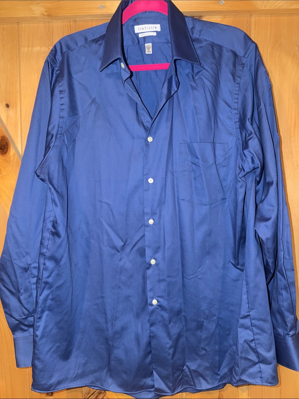 Van Heusen Men's Dress Shirt in Navy with Dark Collar